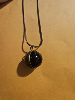 Black Glass Orb Pendant Necklace - Women Jewelry